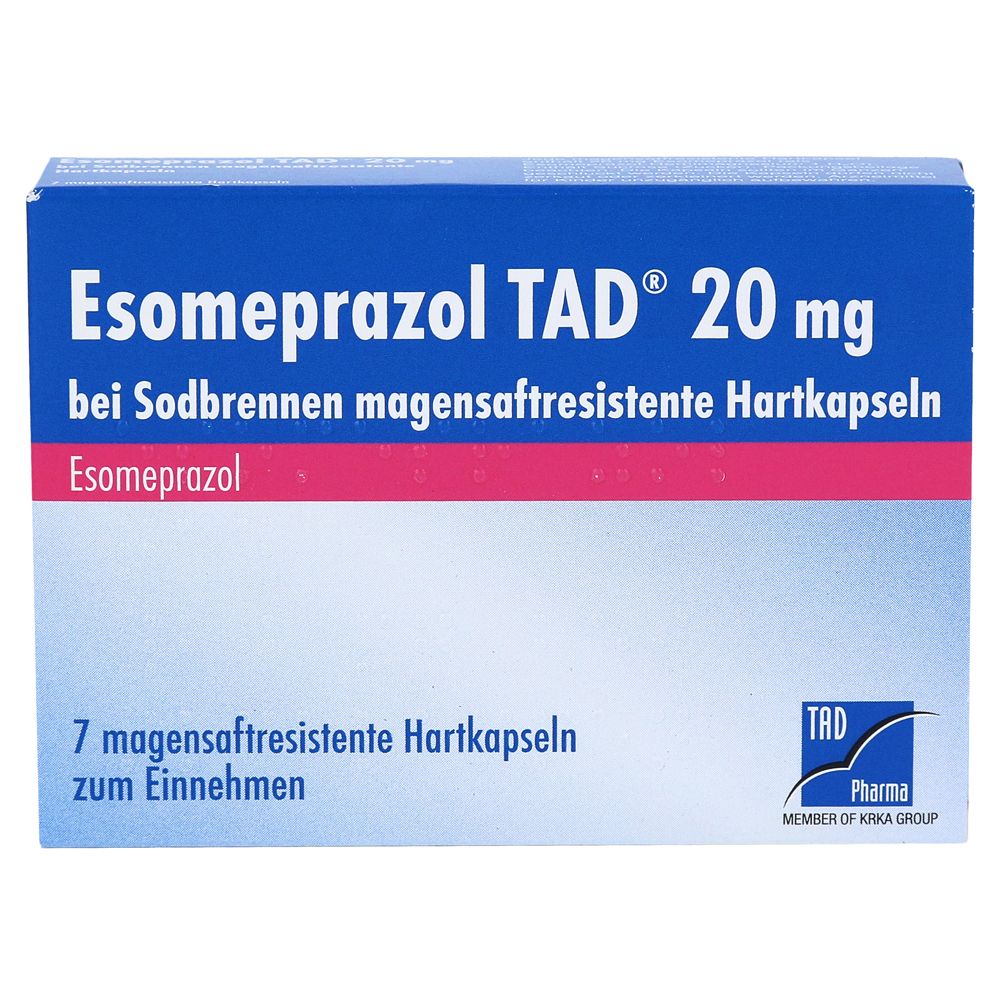 Esomeprazol TAD 20 mg bei Sodbrennen msr.Hartkaps. 7 St Magensaftresistente Hartkapseln
