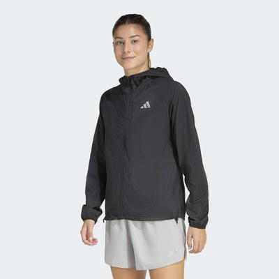 Laufjacke ADIDAS PERFORMANCE "RUN ESS JKT W", Damen, Gr. XXL, schwarz, Obermaterial: 100% Polyester, Jacken, für Erwachsene, mit Reißverschluss, sportlicher Schnitt