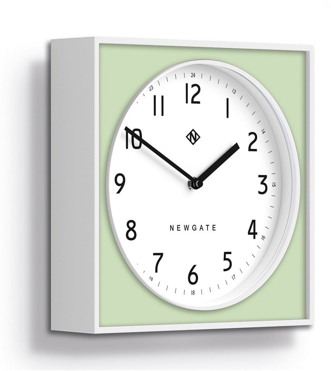 Newgate The Cube Wandklok Wit & Neo-Mint Analoog