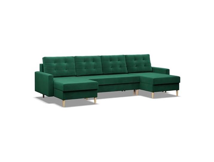 Mebligo - U-Förmige Ecksofa mit Schlaffunktion und Bettkasten BLANK, Bonell-Federn, Couch U Form 294x92x140 cm, Klappsofa mit Schlaffunktion, Wohnzimmer Eckcouch mit Bettfunktion- Ecksofa Dunkelgrün