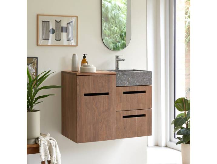 Schrank aus Nussbaumholz mit Waschbecken 85 Line - Dunkelbraun