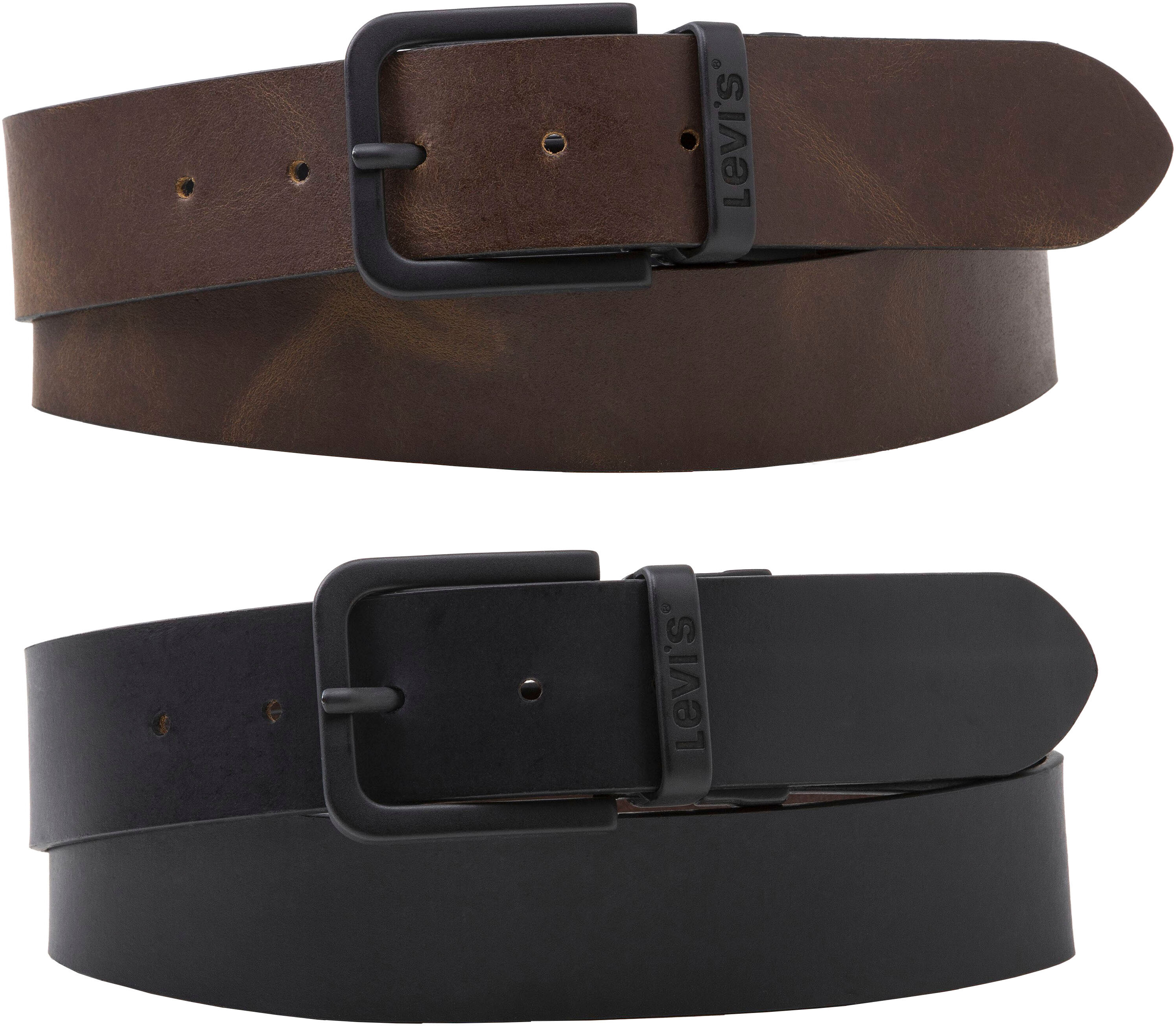 Ledergürtel LEVI'S "CORE METAL WENDEGÜRTEL", Herren, Gr. 85, braun (schwarz, braun), Leder, unifarben, Gürtel Ledergürtel, Reversible Core Metal Belt