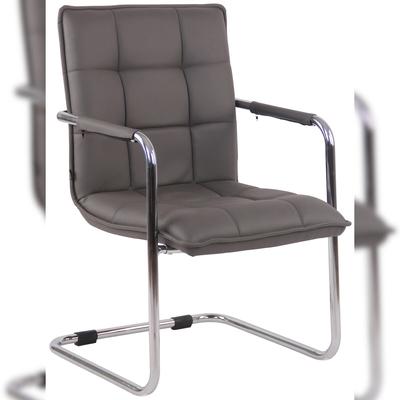 Décoshop26 - Besucherstuhl Bürostuhl ohne Rollen graues Kunstleder Metallgestell BUR10468