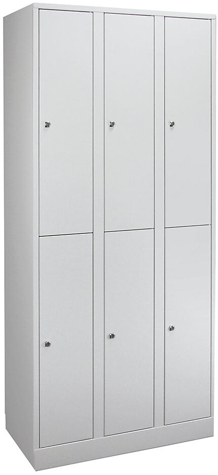Doppelstock-Spind Komfort, 3 Abteile, lichtgrau, Breite 900 mm Wolf