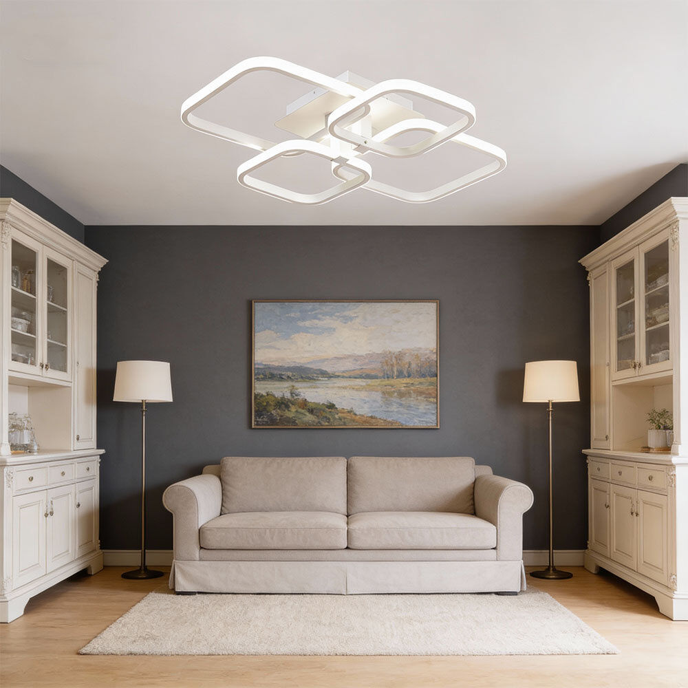 Metro Acrylic LED Semi Flush Mount White 10cm H X 60cm W X 46cm D