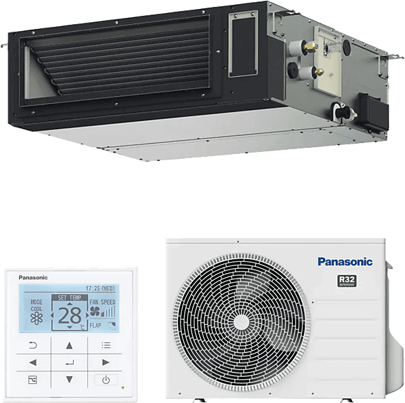 Aire acondicionado por conductos - Panasonic KIT-XZ35-ZKE-H Etherea Z, 3010 fg/h, Inverter, Bomba de calor, Gris