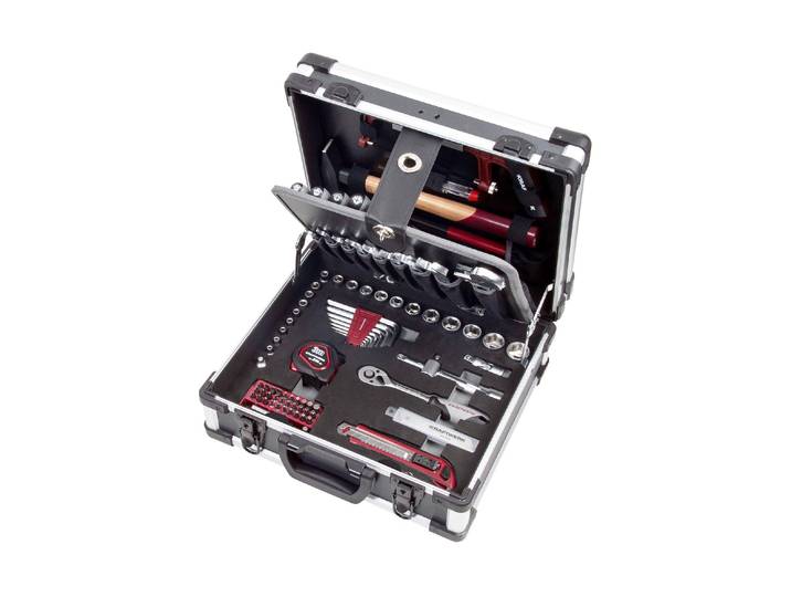 Werkzeugset KRAFTWERK Alu B143 , rot (schwarz, silberfarben, rot), B:32,5cm H:16cm, Werkzeugsets, Werkzeugset