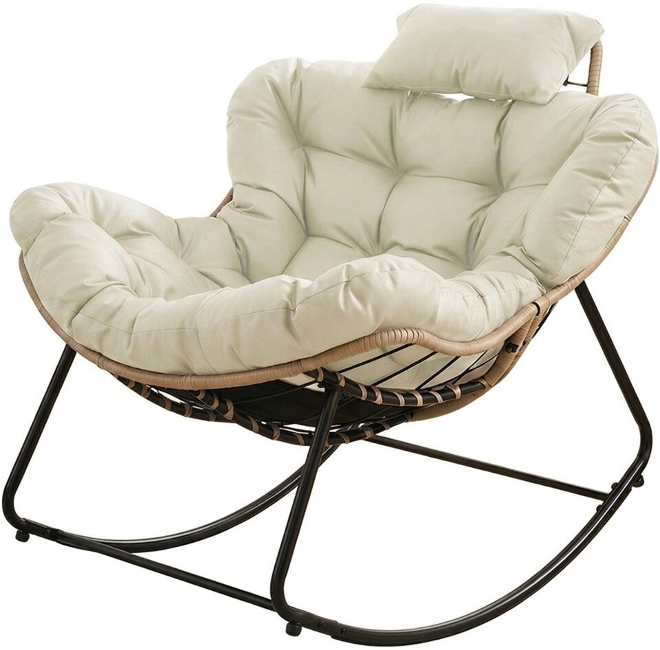 Canora Grey Eggshell Rocking Chair, Tech Fabric Beige 81.5cm H X 82cm W X 110cm D