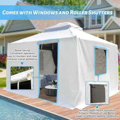GDFStudio - Nolan 12'x12' All-Season Waterproof Gazebo Cover with Ventilated Mesh Windows and Side Enclosure Panels - 12x12 FT