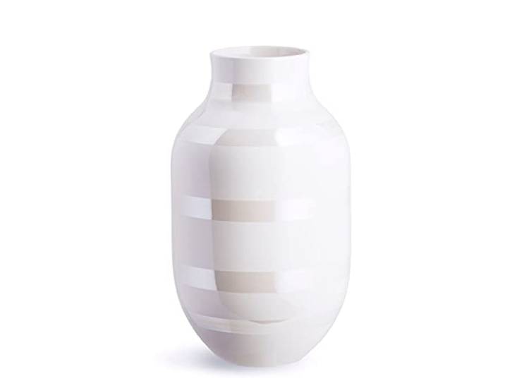 Kähler Vase H31 cm Omaggio Originaldesign avec bandes peintes à la main\, blanc