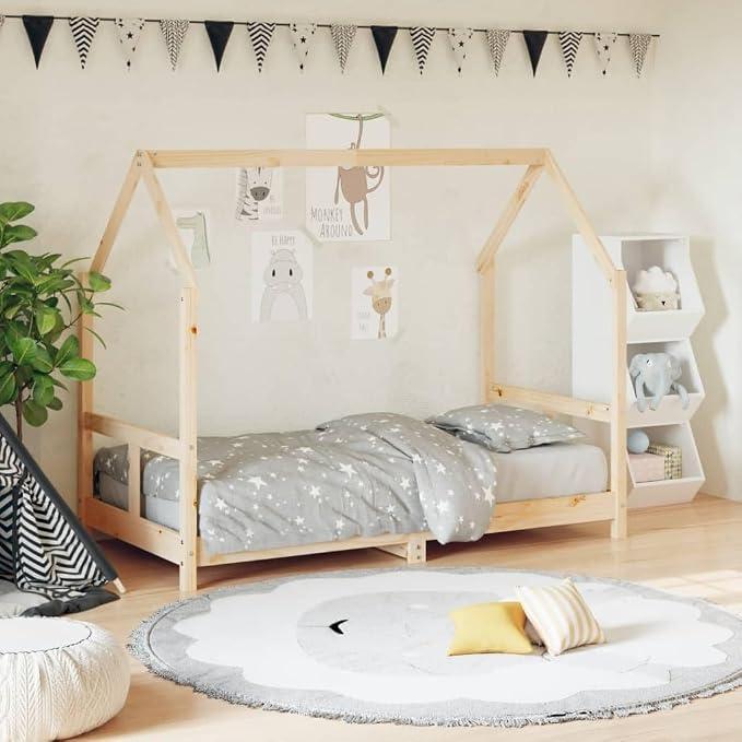 Kinderbett Hausbett Bettenhaus Spielbett Kinder Bett Kinderhaus Holzbett 80x160 cm Massivholz Kiefer