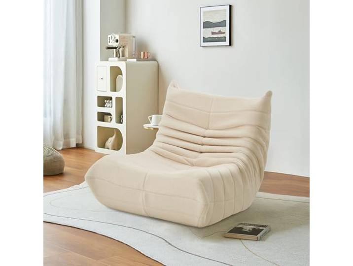 JiaOyu Sitzsack Sofa Bodensofa, Schlafsofas Relaxsessel mit Rückenlehne, Lazy Sofa Bodensofa mit schlaffunktion, Bodensessel Kleines Schlafsofa für Schlafzimmer Wohnzimmer (Beige)