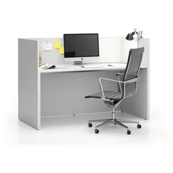 Büroschreibtisch-Set SEGMENT, mit Sichtschutz, weiß/weiß