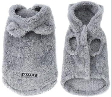 Inspired Living Cozy Purr Fleece Pet Hoodie For Small Dogs & Cats gray m