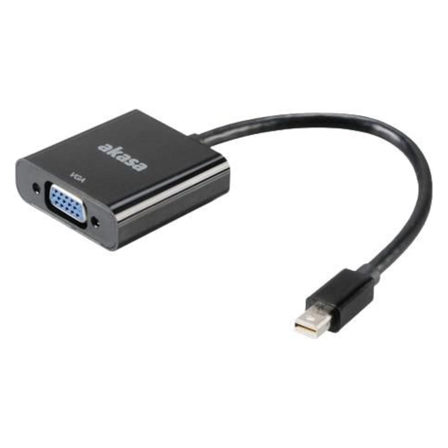 Akasa Mini DisplayPort to VGA Converter, 20cm, *MDPM, *VGAF (VGA, 20 cm) (AK-CBDP07-20BK)