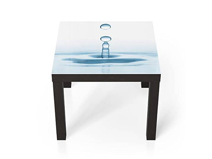 DEQORI Glastisch schwarz klein 55x55 cm Motiv Fallende Wassertropfen ausgefallener Beistelltisch aus Glas Hochglanz Couchtisch fürs Wohnzimmer moderner Couch Tisch mit Design