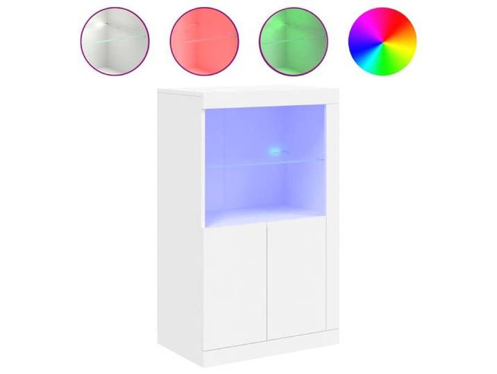 BONNIE®Meuble Étagère - Rangement spacieux - Décoration Armoire latérale avec éclairage LED blanc Bois d'ingénierie FR367774