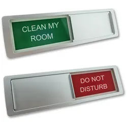 CombiCraft Schiebeschild "Clean my room-Do not disturb" in einem silberfarbenen Kunststoffschiebeprofil ca. 178x50mm