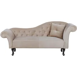 CHAISELONGUE Samtstoff beige rechtsseitig Lattes