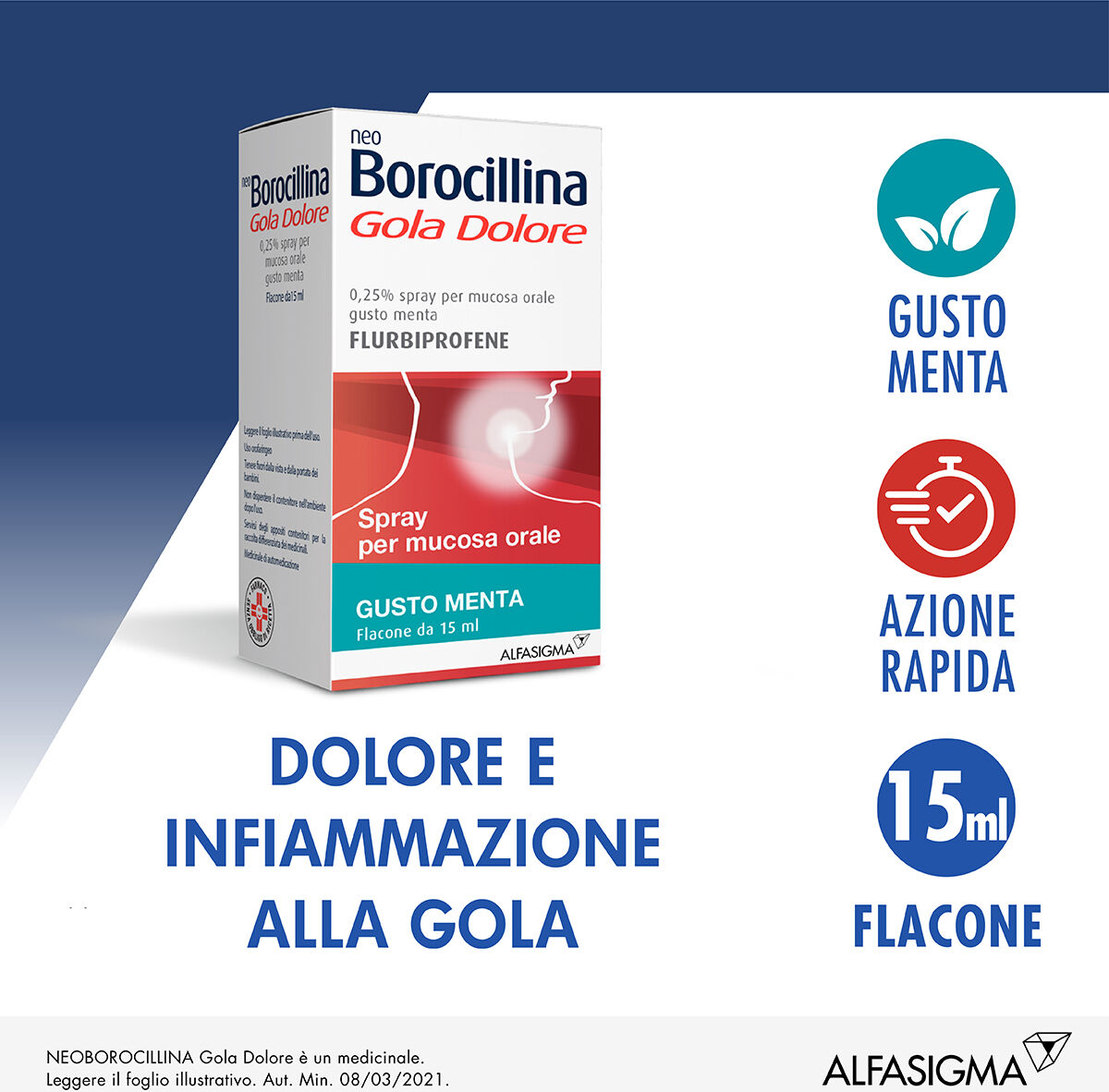 Neoborocillina Gola Dolore Spray Menta 15 ml