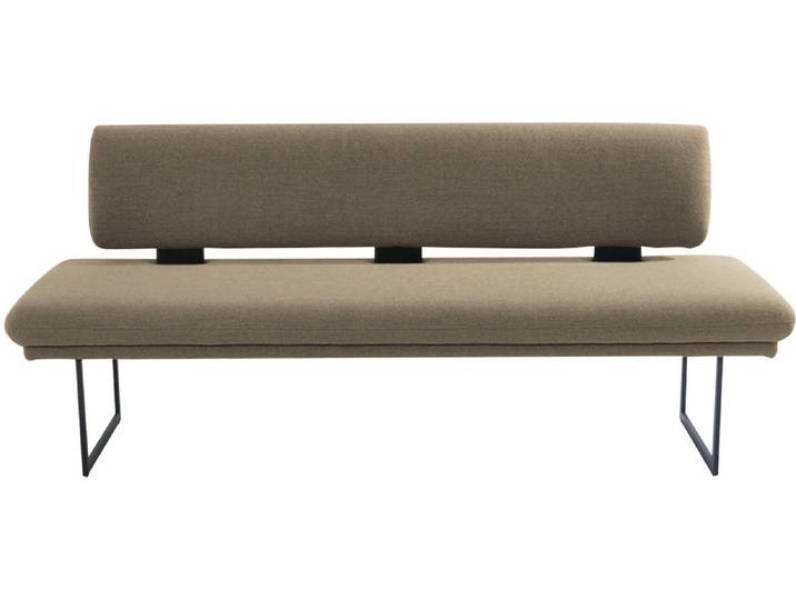 Polsterbank, 204x71 cm, Flachgewebe, Beige, Metallkufen, Maritim, K+W-Polstermöbel