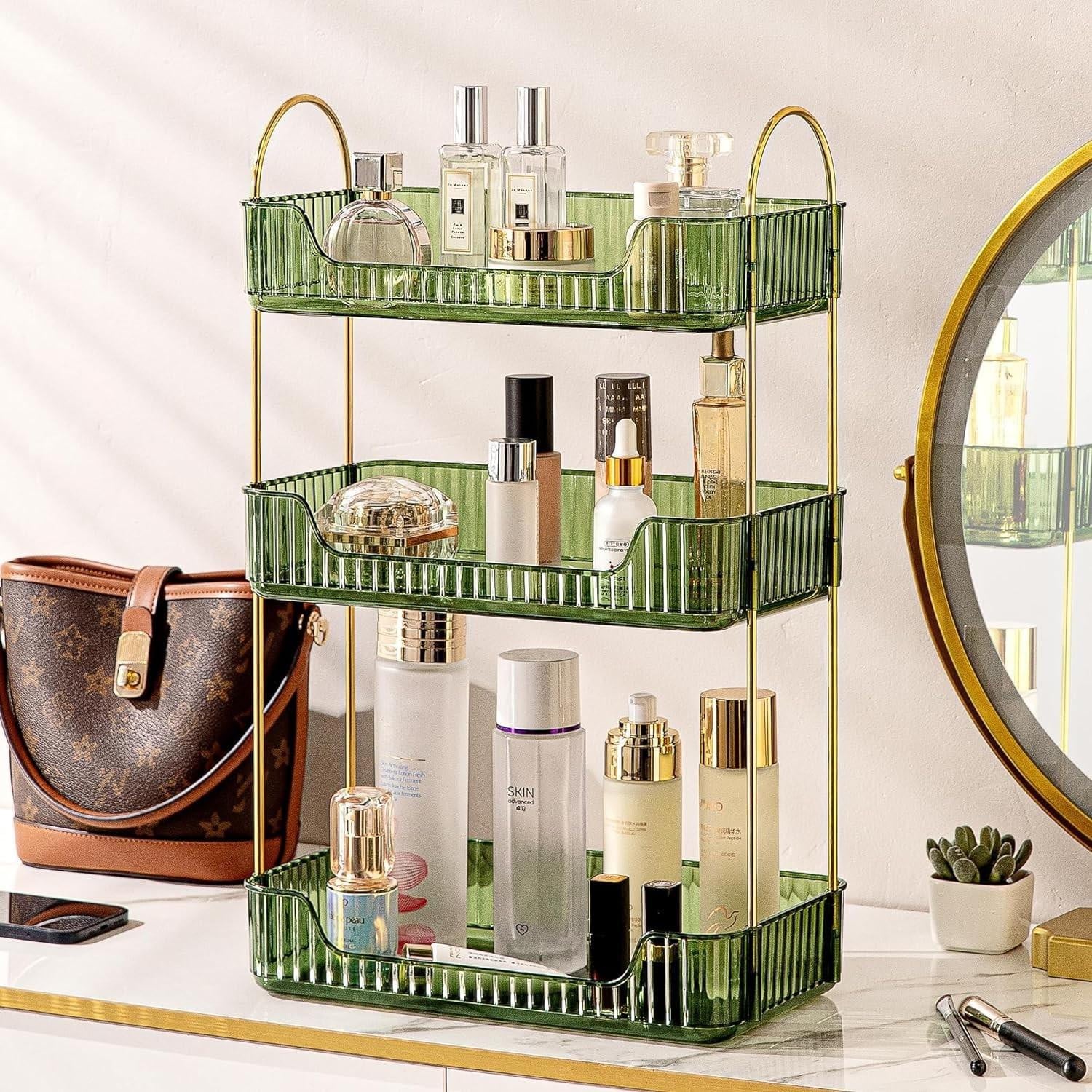 Elzusha Make-up Organizer met 3 Lagen - Groen Acryl