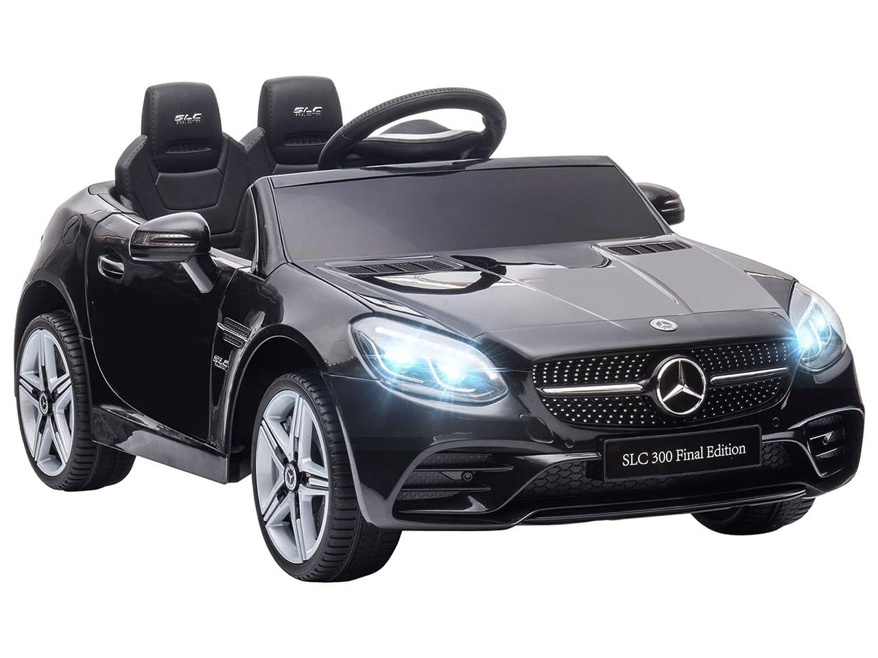 AIYAPLAY 12V Elektrische kinderauto met LED-verlichting, zwart