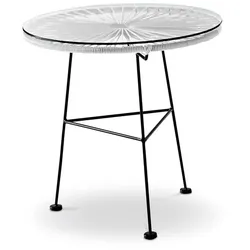 Balkontisch Egg ⌀ 45 cm Rattan & Geflecht Weiß