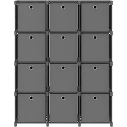 vidaXL Würfel-Regal mit Boxen 12 Fächer Grau 103x30x141 cm Stoff