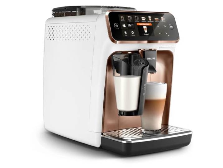 PHILIPS Kaffeevollautomat LatteGo 5400 Serie, Weiß/Rosé, 12 Spezialitäten Espressomaschine, LatteGo Milchsystem, einfache Reinigung, 4 Profile, TFT-Display, Keramikmahlwerk (EP5443/70)