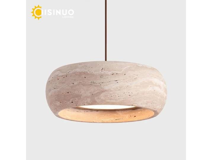 Lampes suspendues en pierre naturelle Wabi Sabi, pierre de travertin, lumière LED ronde pour chevet, pour la maison, salle à manger, îlot de cuisine, décoration