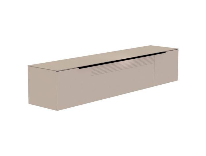 Moderano Lowboard, Schwarz, Sand, 3 Fächer, 210x41x45 cm, Beimöbel erhältlich, hängend, Abdeckplatte aus Glas, Wohnzimmer, Wohnwände, Lowboards, Lowboards hängend