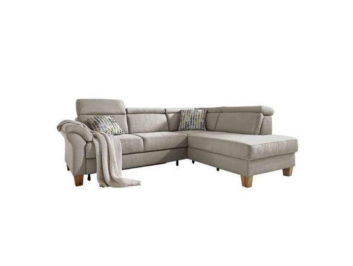 Sit&amp;More Arngast Ecksofa mit optionalem Funktionspaket - Microfaser Toro 90 hellgrau - ohne Funktion - rechts ohne Funktion, manuelle Kopfteilverstellung, Schlaffunktion Modern