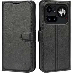 Cover-Discount Nothing Phone (4a) Pro - Leder Etui Hülle (Nothing Phone (4a) Pro), Smartphone Hülle, Schwarz
