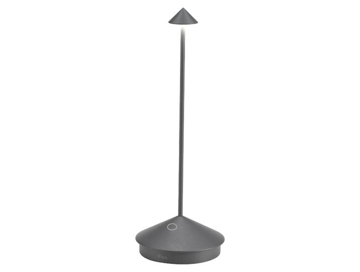 Pina Pro LED-Tischleuchte, dunkelgrau, wiederaufladbar und dimmbar, kabellos, Safran, 2200-2700-3000K, IP54, 12 Stunden Akkulaufzeit