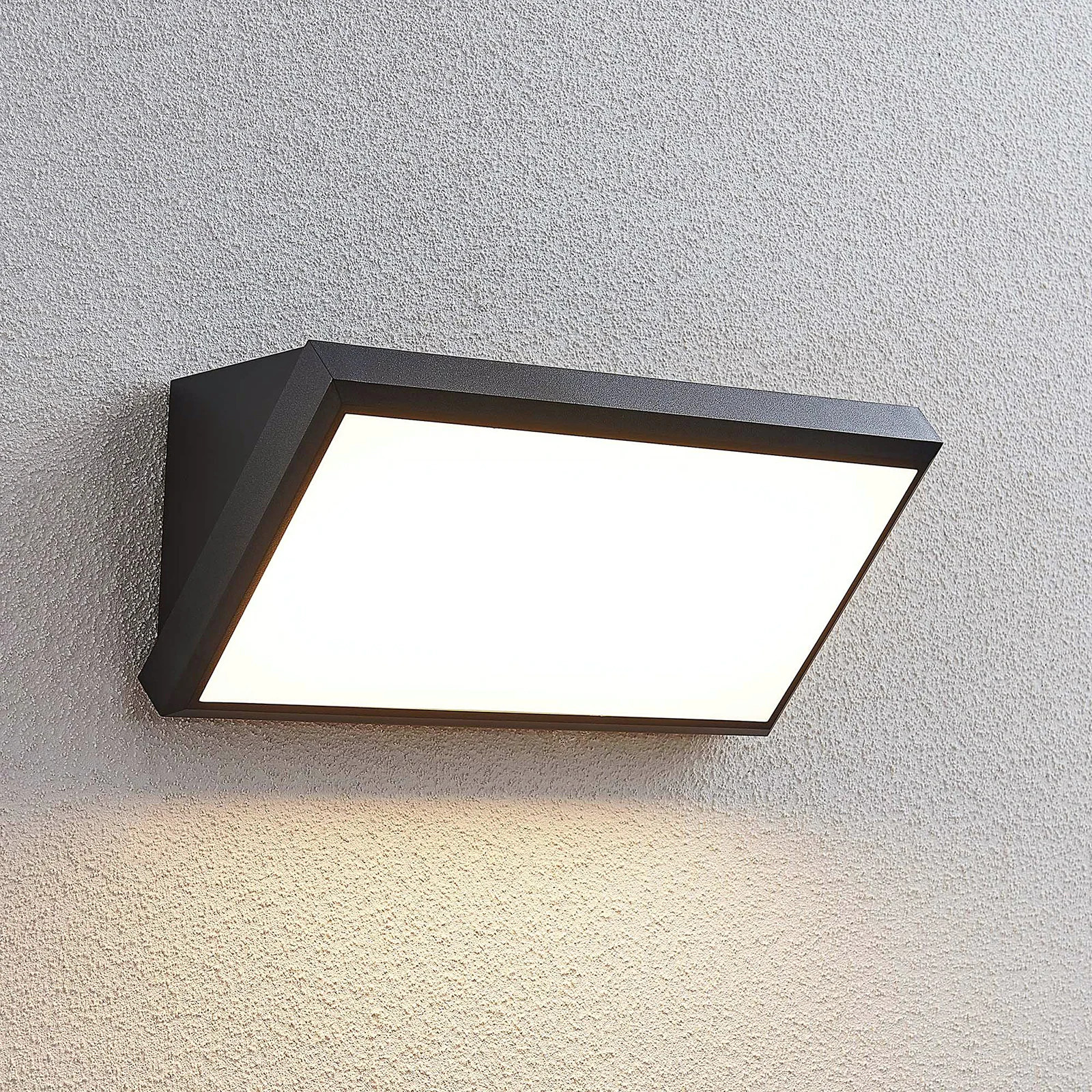 Lindby Abby LED Buiten Wandlamp - Modern - Zwart/Wit - Kunststof - IP65