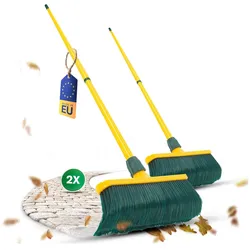 Krallenbesen Set 30 cm Kunststoff mit Stiel Schneebesen Kratzbesen Rasenbesen Besen für draußen Outdoor Garden Broom (2 , 30 cm Besen mit Stiel)