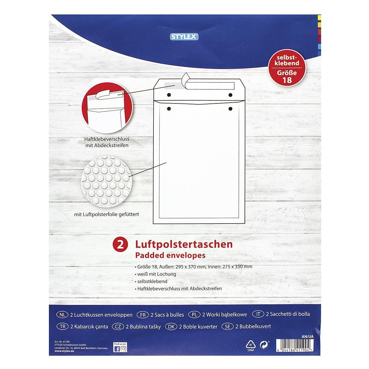 Stylex Luftpolstertasche Gr18 ws 2St (2 Stk.) (41190) Mindestbestellmenge: 5 Stück