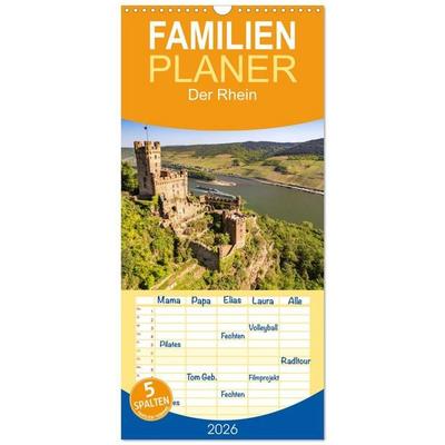 Familienplaner 2026 - Der Rhein mit 5 Spalten (Wandkalender, 21 x 45 cm) CALVENDO