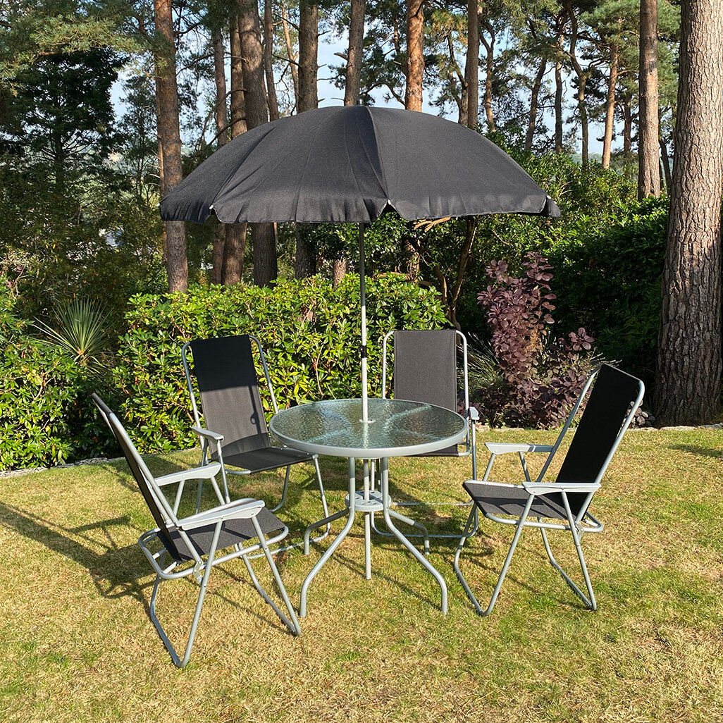 Selections 4 - Person Patio Dining Set Umbrella Hole Included Round Table Clear 4