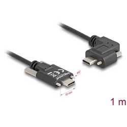 Delock USB 2.0 Kabel USB Type-C™ Stecker mit Schrauben zu USB Type-C™ Stecker mit Schrauben gewinkelt links / rechts PD 3.0 60 W 1 m