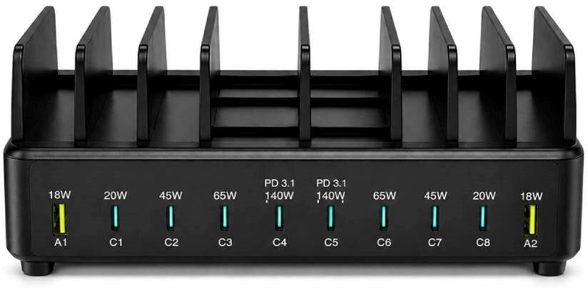 Xceed 320W Power Station m. 8x USB-C & 2x USB-A - Sort