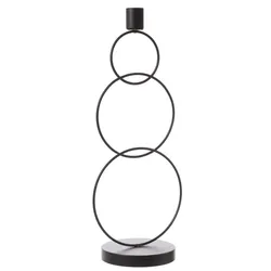 MARELIDA Stabkerzenhalter Kerzenständer 3 Ringe Tafelkerzenhalter Kerzenhalter schwarz