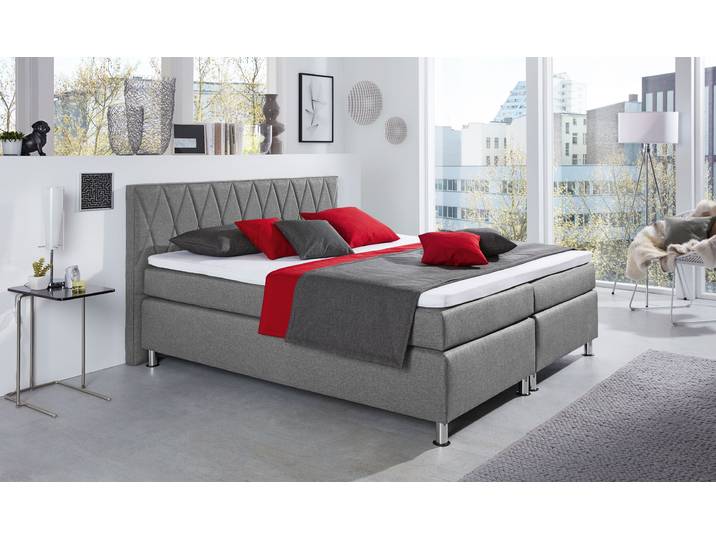 Boxspringbett HAPO ATLANTA , grau, B:170cm L:210cm, Komplettbetten, Boxspringbett, erhältlich in verschiedenen Breiten, Farben & Maratzenarten