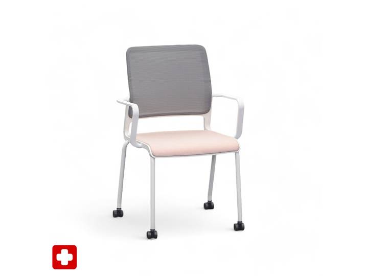 4-leg chairs Sitag SitagXilium Mesh Pink with fixed armrests, New - Perfect for office and reception