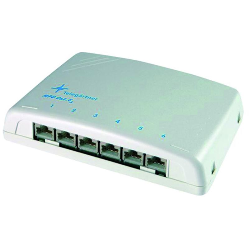 Telegärtner Patchpanel AP 6xTP CAT6A 500Mhz lichtgrau