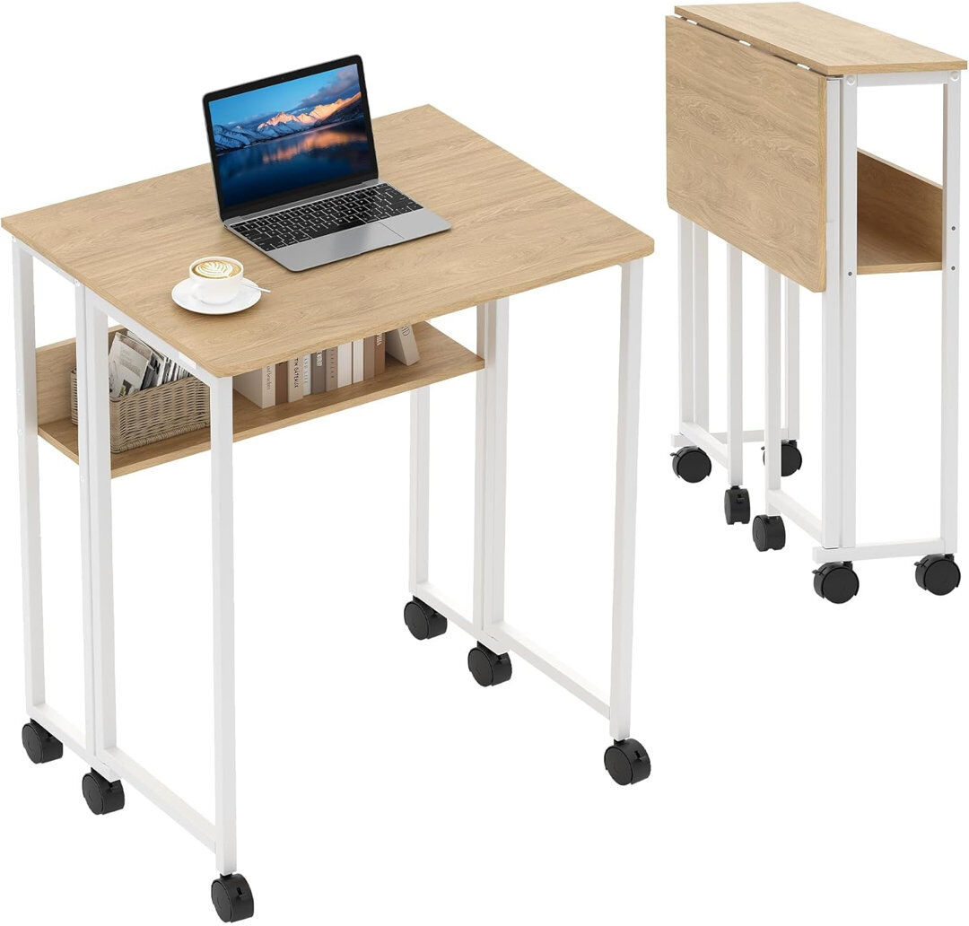Brambly Cottage MDF Computer Desk Beige/White 75cm H X 63cm W X 50cm D