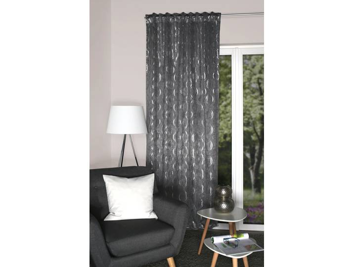Gardine HOME WOHNIDEEN EDDIE Gr. 1, grau, B:140cm H:245cm, Polyester, Gardinen, Gardine, ABDUNKLUNGSSCHAL, SUEDE, FOLIENDRUCK