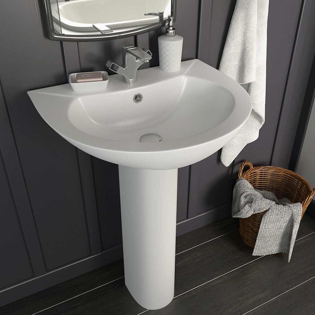 vidaXL Lavabo de pie de cerámica blanco 520x440x190 mm Blanco