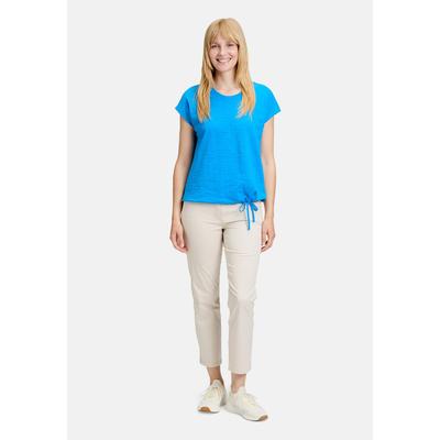 Kurzarmshirt BETTY BARCLAY "Damen mit Tunnelzug", Damen, Gr. 46, blau (blau aster), Stoff, Obermaterial: 100% Baumwolle, figurumspielend normal, Rundhals, Shirts, Material